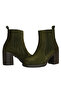 Khaki Suede Women's Heeled Boots - 3