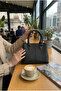 Women's 3-Compartment Black Hand and Shoulder Bag