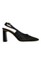 Black Knitted Open-Back Women's Heeled Shoes - 2