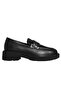 Black Leather Buckle Women's Loafer - 3
