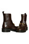Brown Leather Women's Buckle Boots - 3