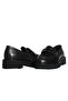Black Leather Buckle Women's Loafer - 2