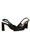Black Knitted Open-Back Women's Heeled Shoes - 4