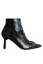 Multi Navy Blue Women's Buckle Detailed Heeled Boots