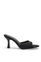 Halivalia Black Nubuck Women's Stylish New Season Pointed Toe Staple Detailed Comfortable Thin Heeled Slippers - 2