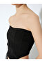 Slim Fit Asymmetrical Strapless Crop Top - 5