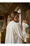 Wide-Sleeved Loose Shirt Blouse - Ruched Detail Viscose Textured Chic Top - 3