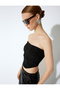 Slim Fit Asymmetrical Strapless Crop Top - 2