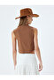 Modal Fabric - Bow V-Neck Crop Vest, Lace-Up Front Design - 4