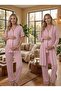 New Season Pink Summer Piped Full Button Design Short Sleeve Maternity Maternity Dressing Gown Pajama Set - 2