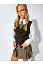 Double Breasted Asymmetrical Button V Neck Suit Vest - 3