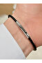Silver & Black Leather & Steel Men's Bracelet Frj10128B-J with 2 Year Warranty Gift Packed - 2