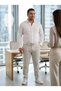 Office Chic 4 Seasons Pleated Men's Fabric Trousers Ice Gray - 2
