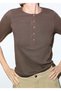 M1613852 Button Detailed T-Shirt Women's T-Shirt Brown - 3