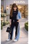 PREMIUM Girls' Denim Trim Striped Pants Sweat 2-Piece Festive Outfit Set - 7-14 age