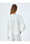 Long Sleeve Blouse with Cuffs, Round Draped Collar, Crepe Fabric - 4