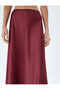 Midi Length Satin Skirt Slim Fit A-Line - 5