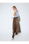 X Selected by Melis Ağazat - Midi Length Leopard Patterned Flared Satin Skirt - 2
