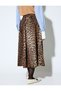 X Selected by Melis Ağazat - Midi Length Leopard Patterned Flared Satin Skirt - 5