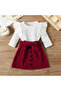 Girl's Combination Velvet Skirt Suit - 3