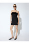 Feathered Strapless Mini Dress Fits the Body - 3