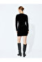 Velvet Tulle Detailed Long Sleeve Mini Dress - 4
