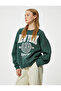 College Printed Oversize Sweatshirt - Crew Neck, Long Sleeve