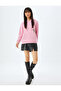 Hooded Oversize Sweatshirt with Cat Embroidery and Pocket Detail