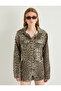 Leopard Jacket with Buttoned Pocket Detail and Classic Collar - 3