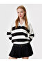 Polo Neck Color Block Knitwear Long Sleeve Sweater