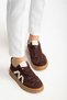 Women's Brown Suede Casual Sneaker – Comfortable Shoes with Rubber Sole and Lace-Up Closure - 6