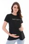Black Maternity Cotton Stretchy Fabric T-Shirt - 2