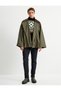 Trench Coat with Velvet Collar Detail and Pockets, Buttoned - 2