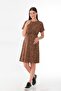Leopard Print Maternity Waist Tied Cotton Stretchy Fabric Dress - 4