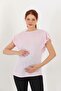 Pink Maternity Sleeve Ruffled Soft Fabric T-Shirt - 4