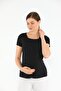 Black Maternity Breastfeeding Featured Cotton Stretch Fabric Blouse