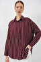 Women's Striped Oversize Shirt 20293 - Claret Red
