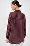 Women's Striped Oversize Shirt 20293 - Claret Red - 7