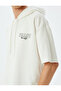 Sports Sweatshirt Oversize Hooded Slogan Printed Half Sleeve Cotton Blend - 5