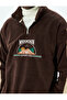 Embroidered Half Zipper Fleece Sweatshirt - 5