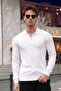 White Men's Polo Neck Half Zip Knitwear Sweater - 5