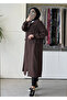 Crinkled Fabric Front Zipper Design Cap Brown 5607 - 3