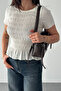 Women's Gipeli Cropped Blouse – Short Sleeve Ruffle Detail Stylish Blouse - 7