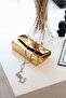 Women's Patent Leather Gold Mini Box Shoulder Bag - 3