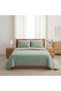 Fitted Sheet 100% Cotton Double Double Color (Green/Beige) Duvet Cover Set - 2