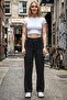 Comfortable Fit High Waist Wide-Leg Viscose Mix Women's Trousers - 4