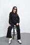 Women's Black Oversized Zippered Sweatshirt Pants Tracksuit Set - 8