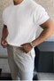 Kelly Luxury Series Men's Slim Fit Hair Knit Patterned Crew Neck Short Sleeve Knitwear T-Shirt - 3