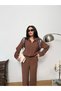 Women's Shawl Detailed Shirt and Pants Set - 7