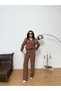 Women's Shawl Detailed Shirt and Pants Set - 3